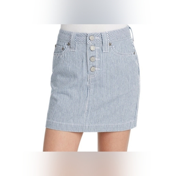 Dickies juniors blue and white‎ striped blue denim mini skirt women's - Picture 2 of 6